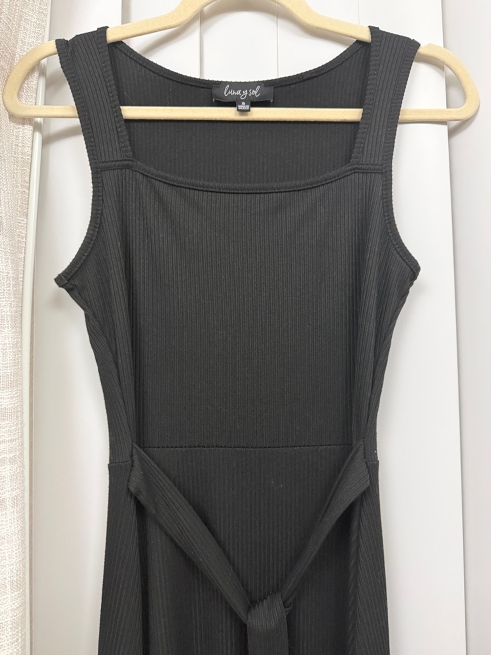 Black Sleeveless Maxi Dress with Waist Tie